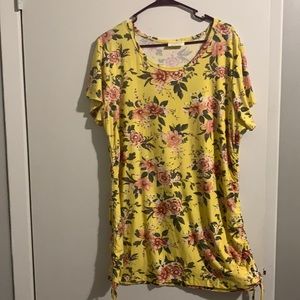 Bobbie Brooks Yellow Floral Dress Shirt
